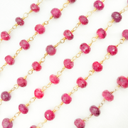 Dyed Ruby Gold Plated Wire Chain.